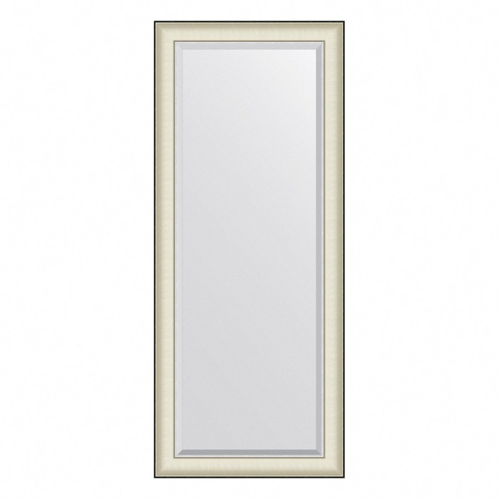 Зеркало Evoform в багетной раме, с фацетом, 78 мм, 64х154 см, цвет белая кожа с хромом зеркало evoform в багетной раме с фацетом 78 мм 114х174 см цвет белая кожа с хромом