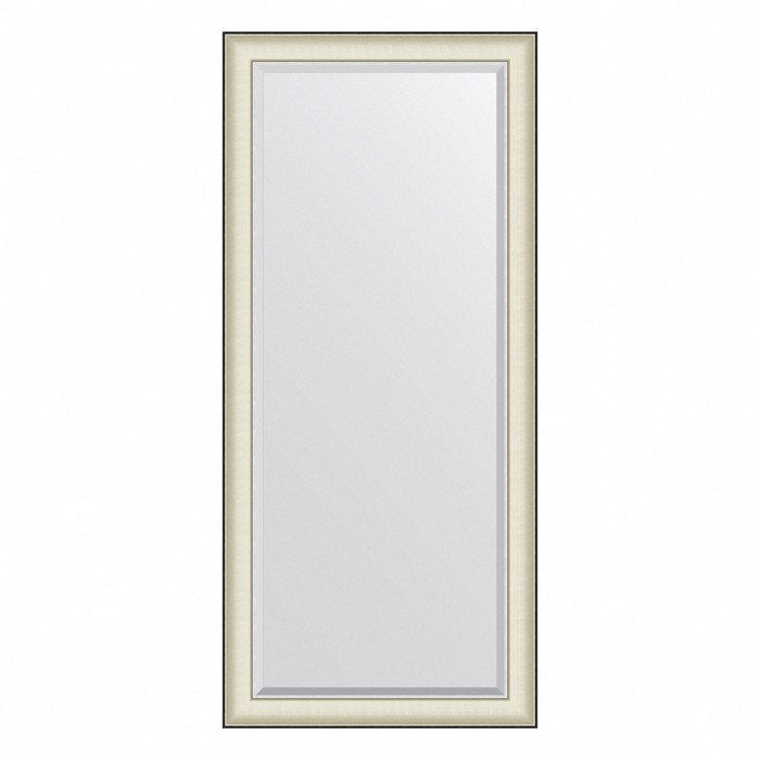 Зеркало Evoform в багетной раме, с фацетом, 78 мм, 74х164 см, цвет белая кожа с хромом зеркало evoform в багетной раме с фацетом 78 мм 114х174 см цвет белая кожа с хромом