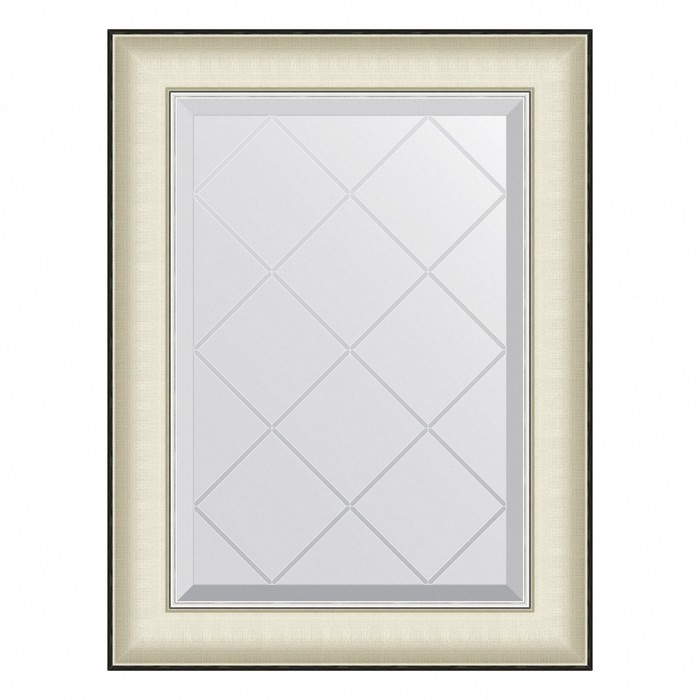 Зеркало Evoform в багетной раме, с гравировкой, 78 мм, 54х72 см, цвет белая кожа с хромом зеркало evoform в багетной раме с гравировкой 78 мм 74х129 см цвет белая кожа с хромом