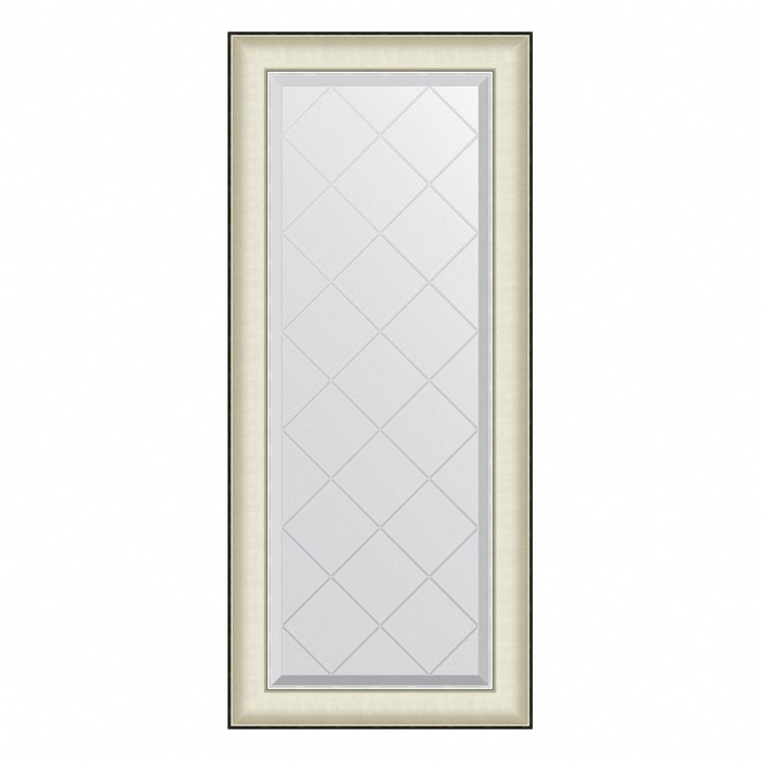 Зеркало Evoform в багетной раме, с гравировкой, 78 мм, 54х124 см, цвет белая кожа с хромом зеркало evoform в багетной раме с гравировкой 78 мм 74х129 см цвет белая кожа с хромом