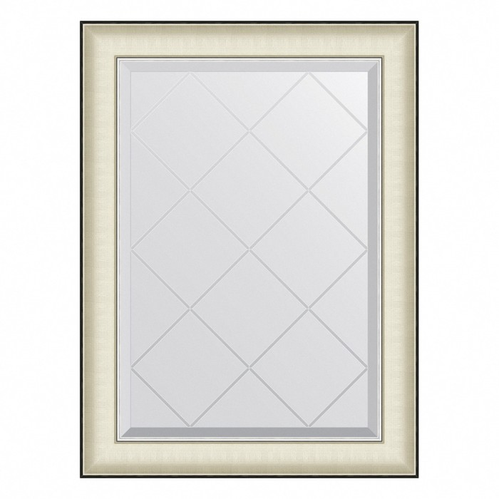 Зеркало Evoform в багетной раме, с гравировкой, 78 мм, 64х87 см, цвет белая кожа с хромом зеркало с гравировкой в багетной раме evoform белая кожа с хромом 78 мм 129х184 см