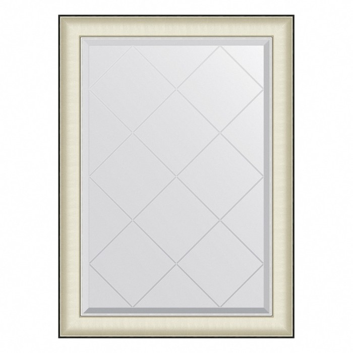 Зеркало Evoform в багетной раме, с гравировкой, 78 мм, 74х102 см, цвет белая кожа с хромом зеркало evoform в багетной раме с гравировкой 78 мм 94х169 см цвет белая кожа с хромом