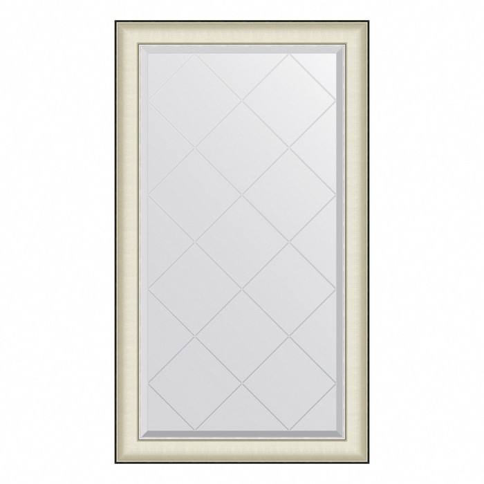 Зеркало Evoform в багетной раме, с гравировкой, 78 мм, 74х129 см, цвет белая кожа с хромом зеркало evoform в багетной раме с гравировкой 78 мм 74х129 см цвет белая кожа с хромом