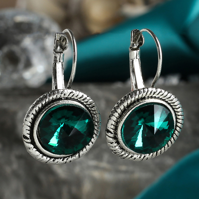 Серьги со стразами "Круг", цвет МИКС