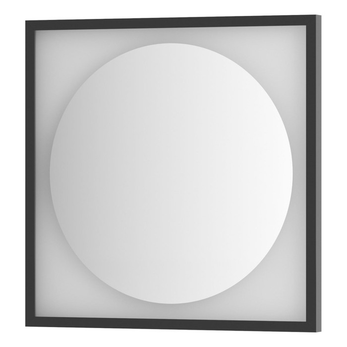Зеркало в багетной раме с LED-подсветкой 12 Вт, 60x60 см, без выключателя, тёплый белый свет, чёрная