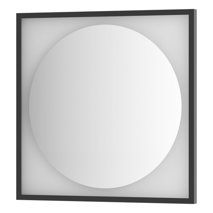 Зеркало в багетной раме с LED-подсветкой 15 Вт, 70x70 см, без выключателя, тёплый белый свет, чёрная