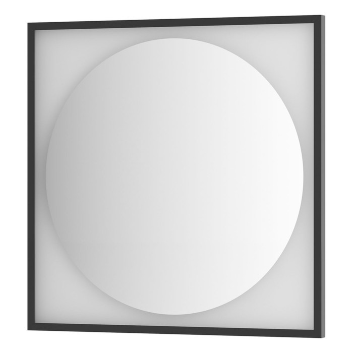 Зеркало в багетной раме с LED-подсветкой 18 Вт, 80x80 см, без выключателя, тёплый белый свет, чёрная