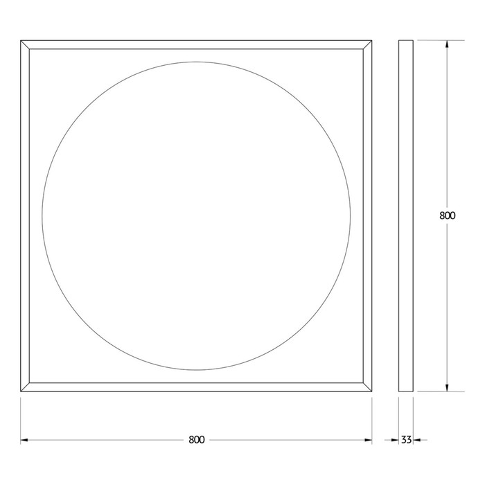 Зеркало в багетной раме с LED-подсветкой 18 Вт, 80x80 см, сенсорный выключатель, тёплый белый свет,