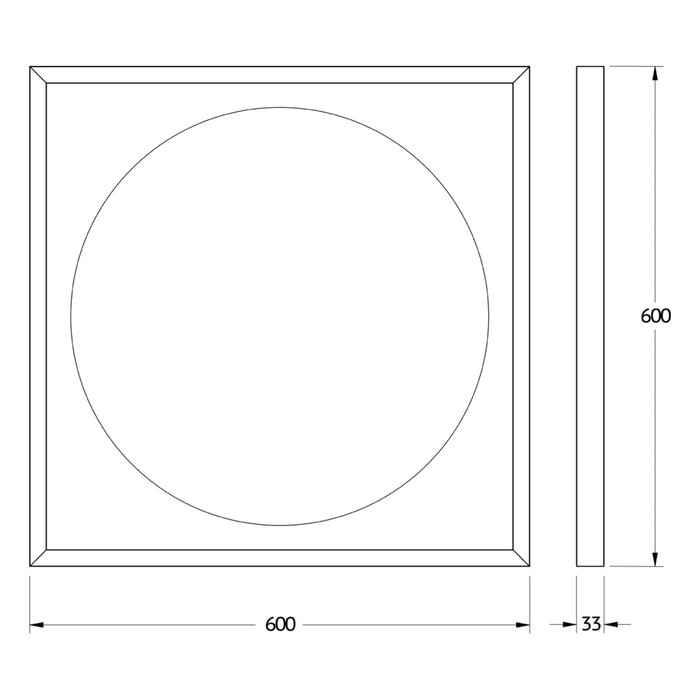Зеркало в багетной раме с LED-подсветкой 12 Вт, 60x60 см, сенсорный выключатель, тёплый белый свет,