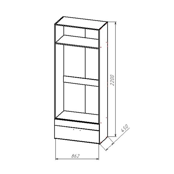 

Шкаф 2х дверный Геометрия 4, 862х450х2200, Делано светлый/Белый