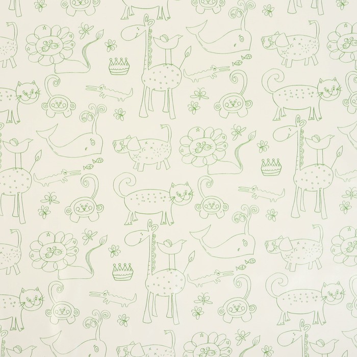 фото Клеенка детская «мультики», р-р. 100х140 см., без окантовки, цвет белый/зеленый колорит