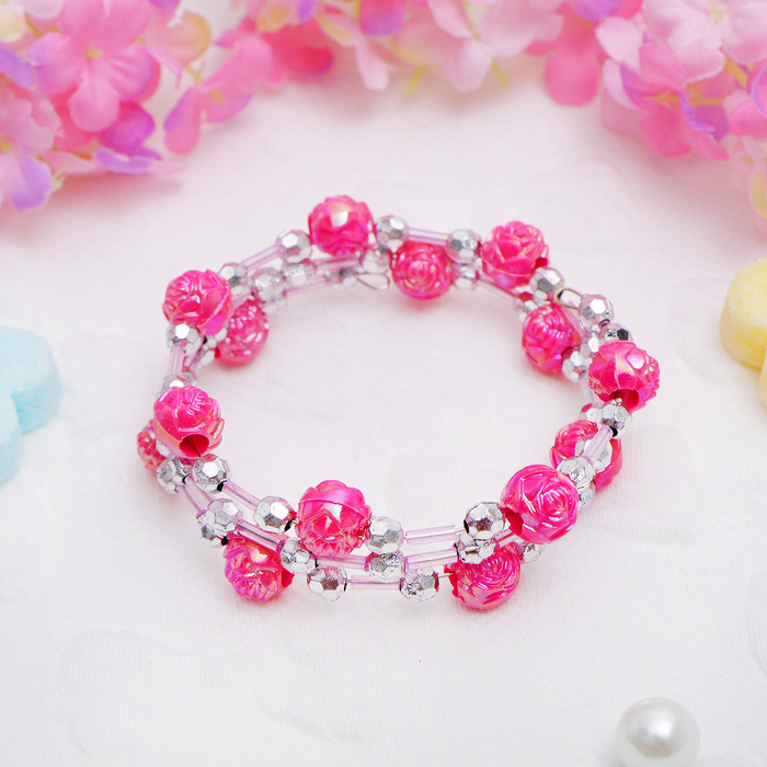 Браслет-пружинка детский "Выбражулька" цветок розы, три ряда, цвет МИКС