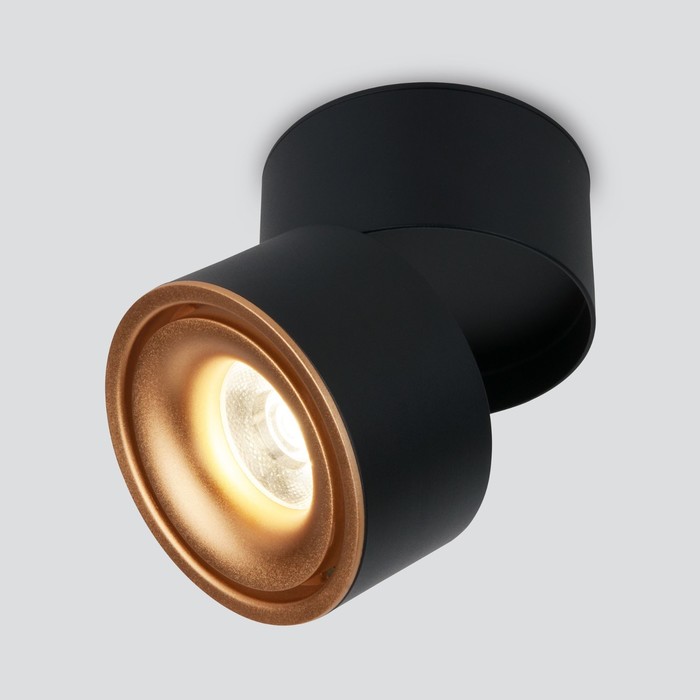 Светильник потолочный акцентный (спот) Elektrostandard, Klips LED 15 Вт, 100x100x106 мм, IP20, цвет чёрный матовый/золото