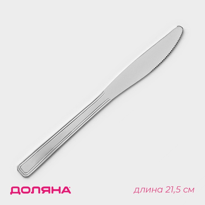 Ножи столовые из нержавеющей стали Доляна, длина 21,5 см, толщина 2 мм, 5 шт