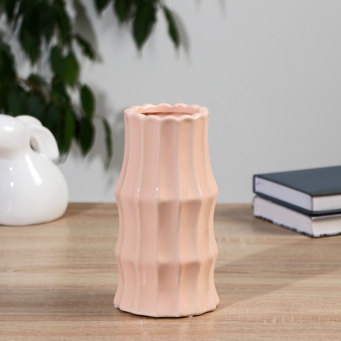 Ваза керамика настольная Лоренс 19 см, розовый ваза 19 см керамика цвет серый
