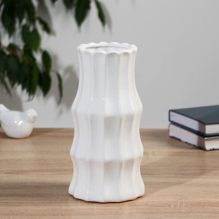 Ваза керамика настольная Лоренс 22,5 см, белый ваза керамика настольная лоренс 19 см розовый