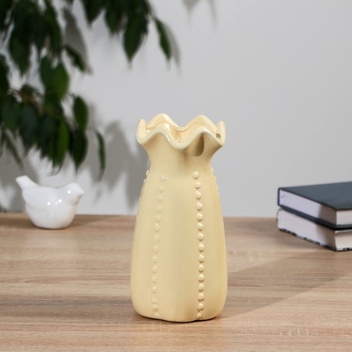 Ваза керамика настольная Аэлита 19 см, жёлтый ваза 19 см керамика цвет серый
