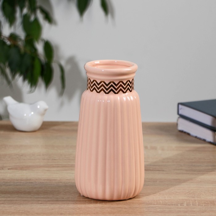 Ваза керамика настольная Санжар 19 см, розовый ваза керамика настольная лоренс 19 см розовый