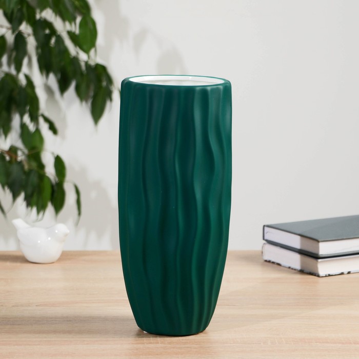 Ваза керамика настольная Ленар 28 см, зелёный ваза бочонок bronco 2 28 л керамика белый