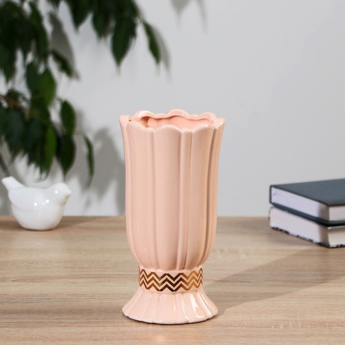 Ваза керамика настольная Николь 19 см, розовый ваза керамика настольная лоренс 19 см розовый