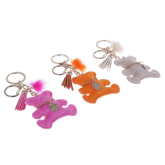 Подвеска для сумки "Меховой мишка", цвета МИКС