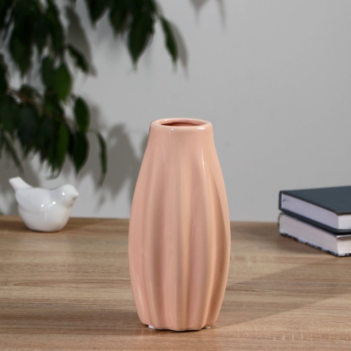 Ваза керамика настольная Пелагея 19 см, розовый ваза керамика настольная лоренс 19 см розовый