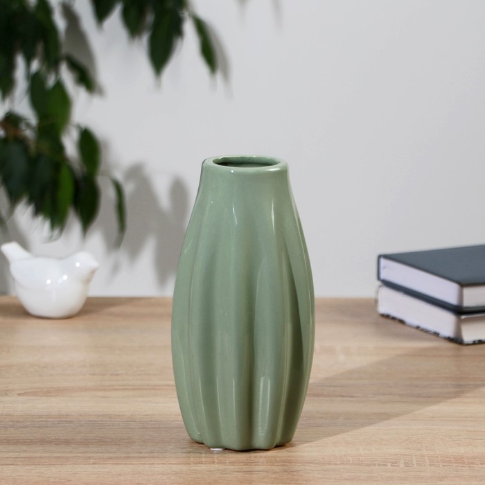 Ваза керамика настольная Пелагея 19 см, зелёный ваза керамика настольная лоренс 19 см розовый