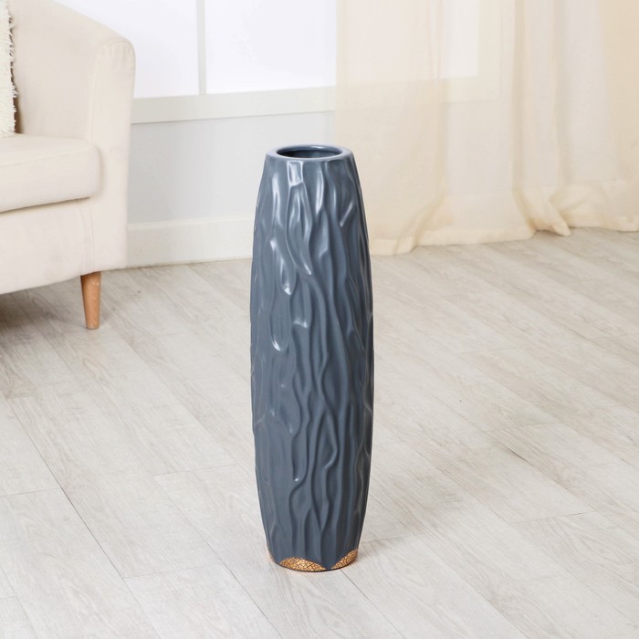Ваза керамика напольная Флориана 60 см, серый ваза керамика напольная раскаты 13х60 см чёрный