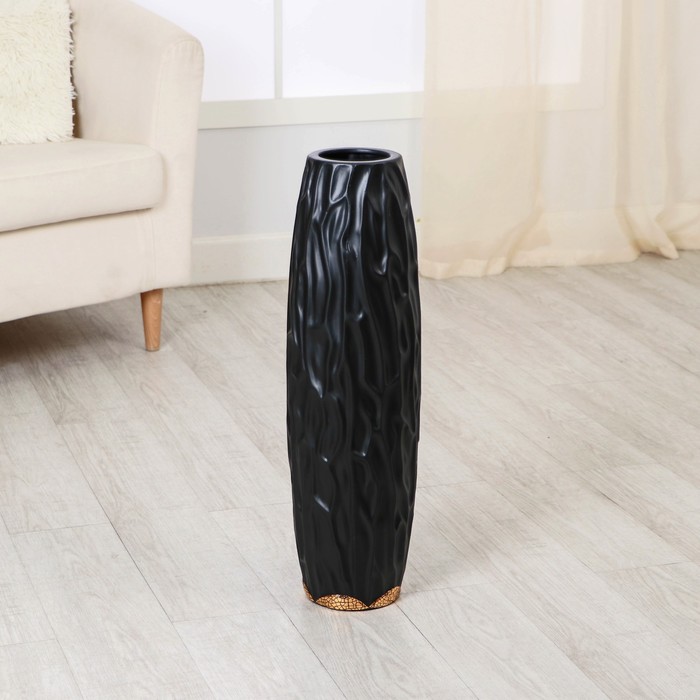 Ваза керамика напольная Флориана 60 см, чёрный ваза керамика напольная геометрия люкс фигурная 60 см белый