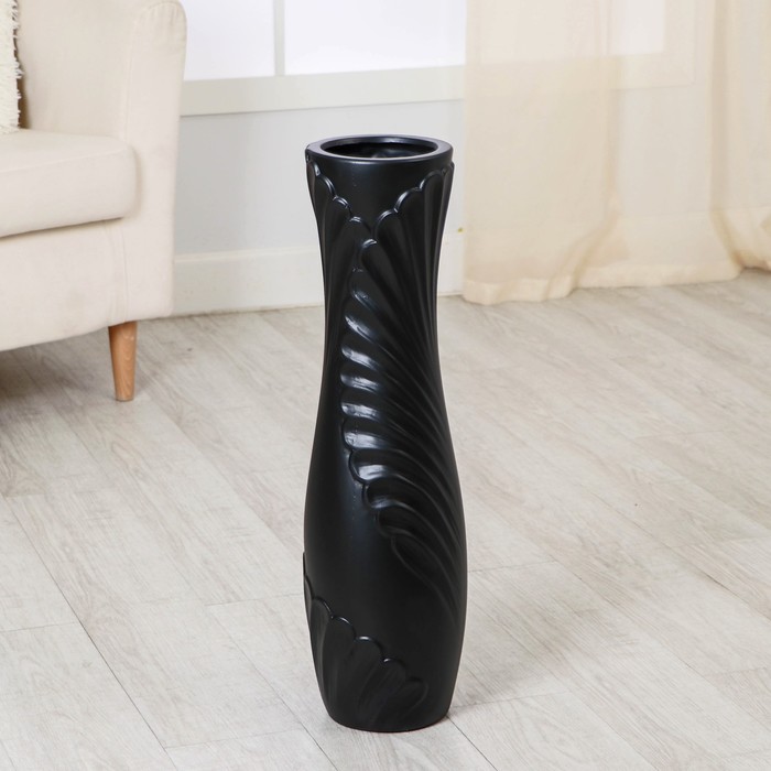Ваза керамика напольная Оливия 60 см, чёрный ваза керамика напольная алан 9х58 см микс белый чёрный