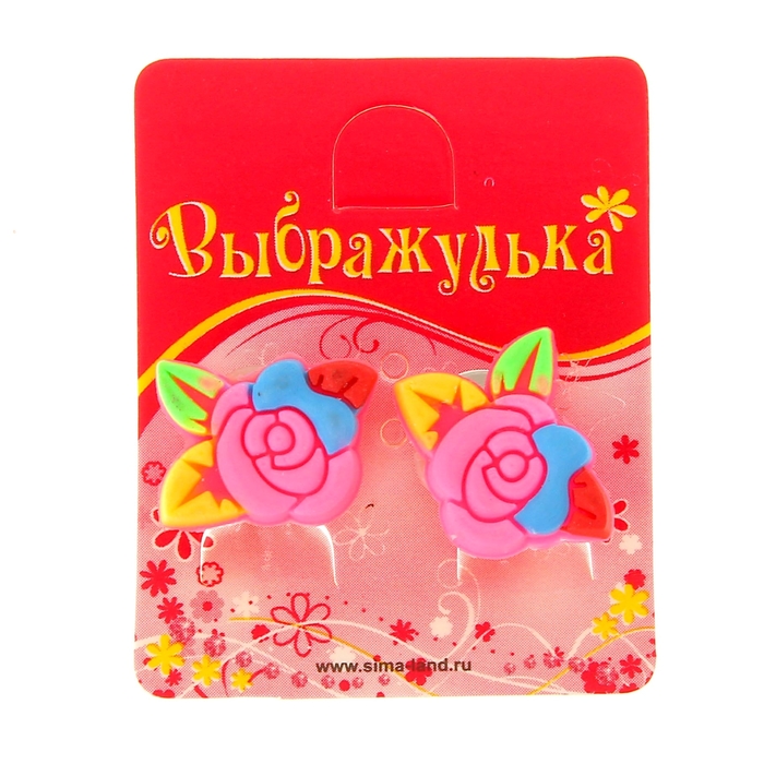 Клипсы детские &quot;Выбражулька&quot; розочка, цвет МИКС