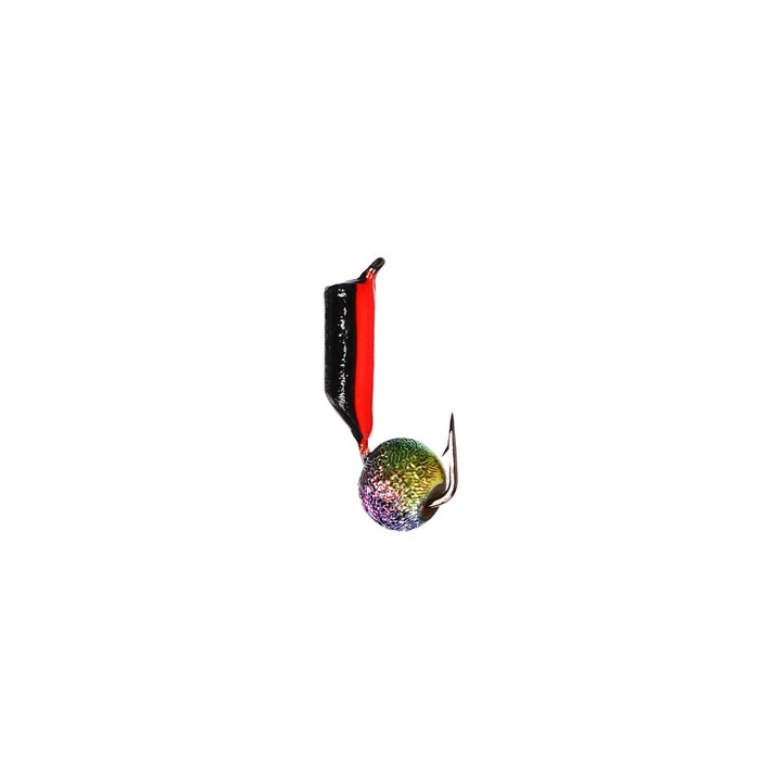 фото Мормышка столбик чёрный, красное брюшко + шар радуга, вес 0.35 г yugana