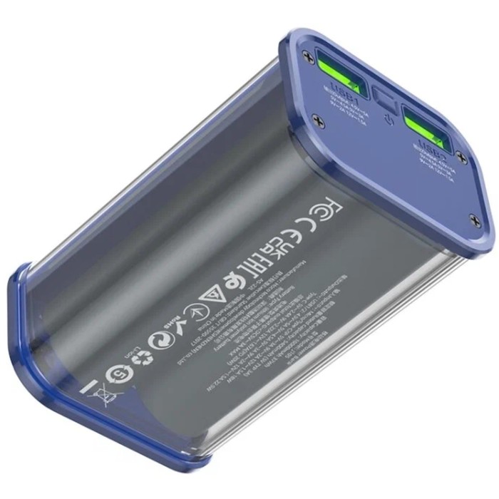 фото Внешний аккумулятор hoco j105, 10000 мач, 3 а, 2usb/type-c/lightning/microusb, синий