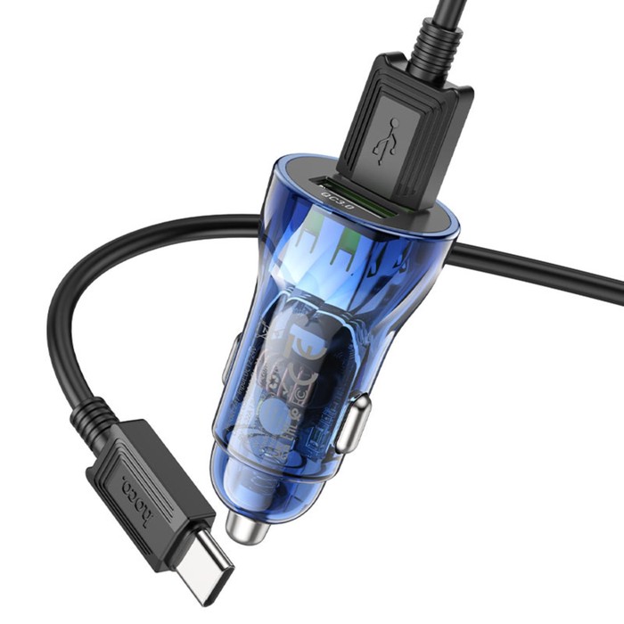 Автомобильное зарядное устройство Hoco Z47, 2USB, 3 A, синее автомобильное зарядное устройство hoco z47 2usb qc3 0 прозрачное черное