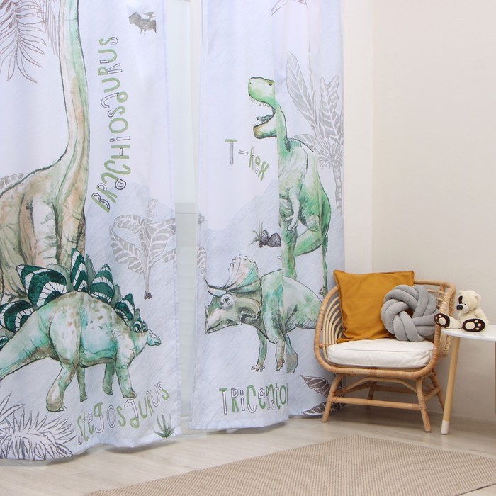 фото Комплект штор этель dino world 145*260 см-2 шт, 100% п/э, 140 г/м2