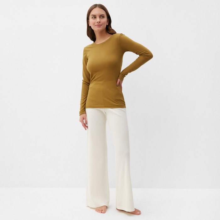 фото Лонгслив женский kaftan: basic line цвет темно-оливковый, размер 48-50