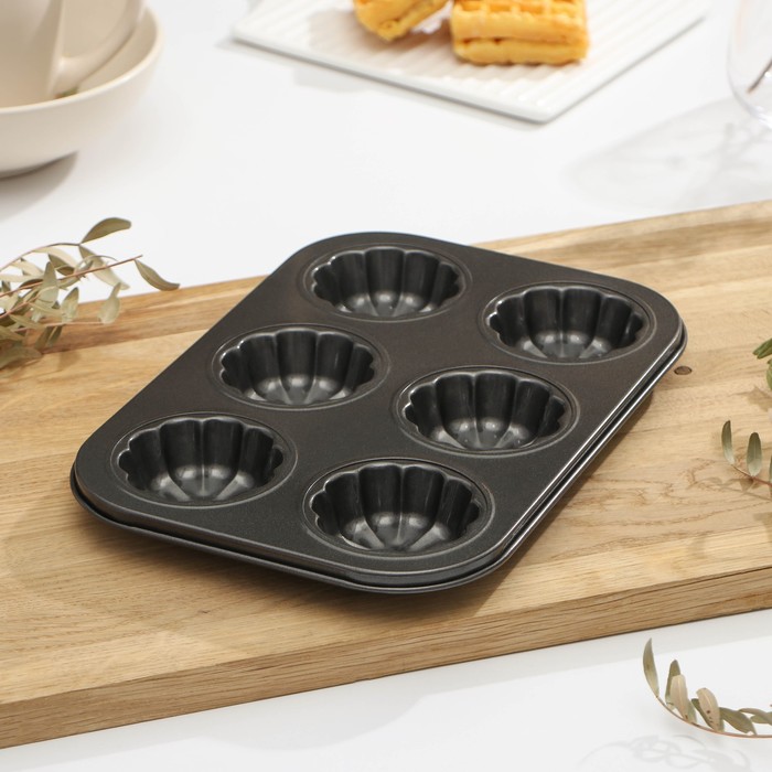 Форма для выпечки "Неженка", 6 ячеек, антипригарное покрытие