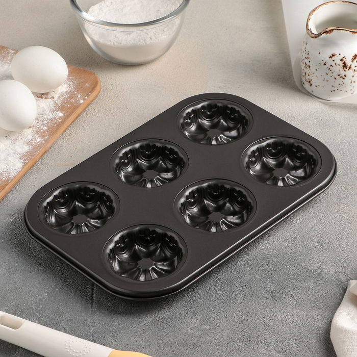 Форма для выпечки "Букет", 6 ячеек, антипригарное покрытие