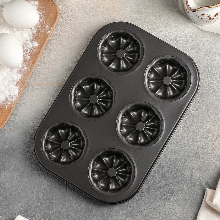 Форма для выпечки "Букет", 6 ячеек, антипригарное покрытие