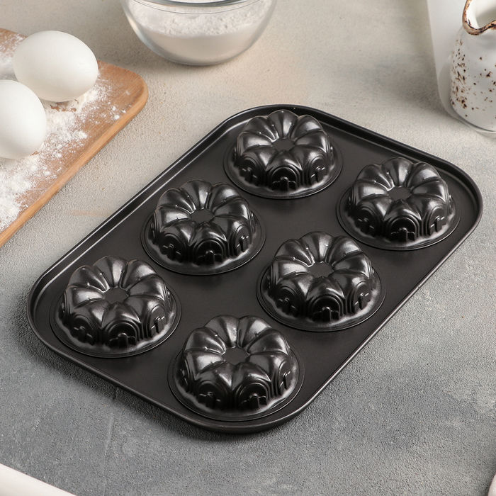 Форма для выпечки "Букет", 6 ячеек, антипригарное покрытие