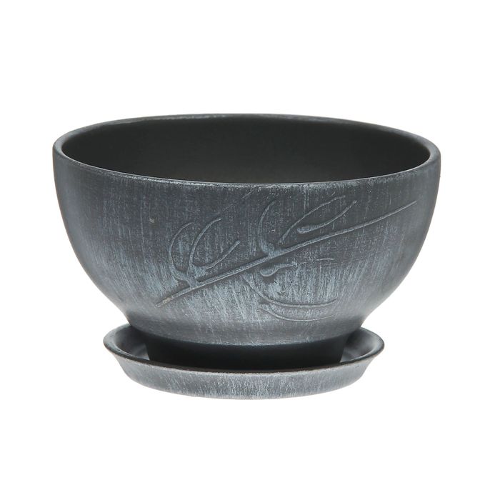 Кашпо "Фиалка" серебро, патина, 0,5 л