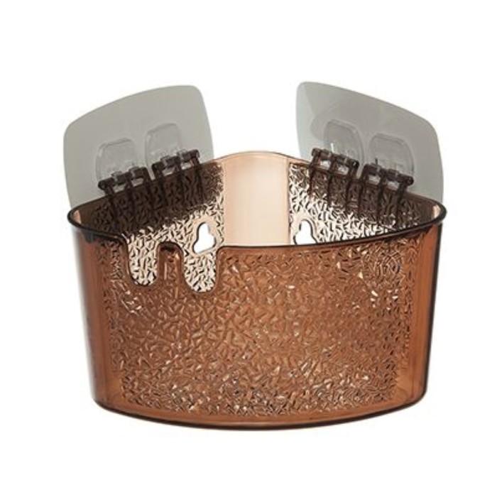 Полка угловая на липкой основе для ванной 10х14х185 см пластик коричневая 331₽