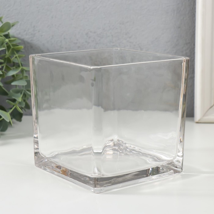 Подсвечник стекло на 1 свечу Квадратный прозрачный 12х12х12 см