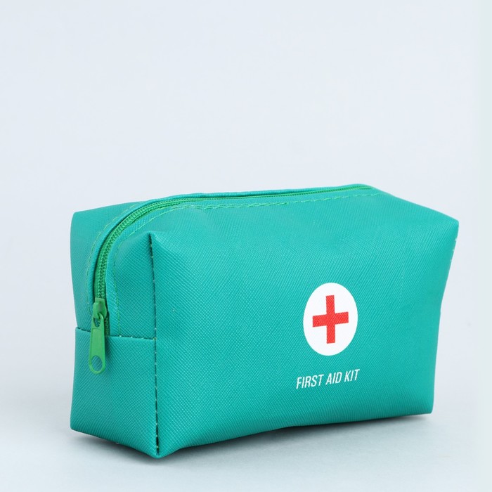 фото Аптечка дорожная из искусственной кожи "first aid kit", 16*10*5 см, зеленый цвет nazamok