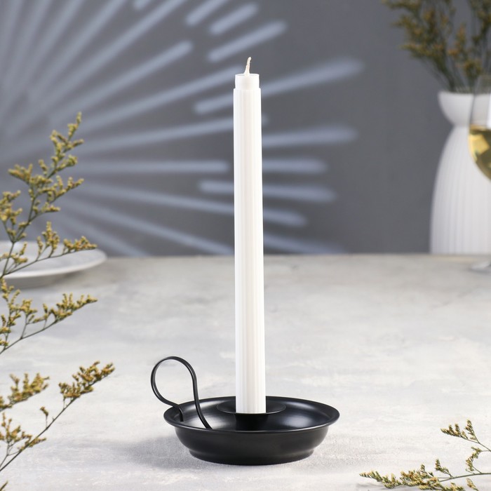 Подсвечник металлический Тарелочка, на одну свечу, 14.2 х 6.5 см, черный