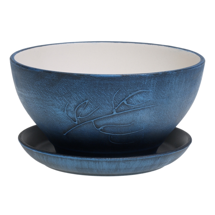 Кашпо "Фиалка" синее, патина, 1 л