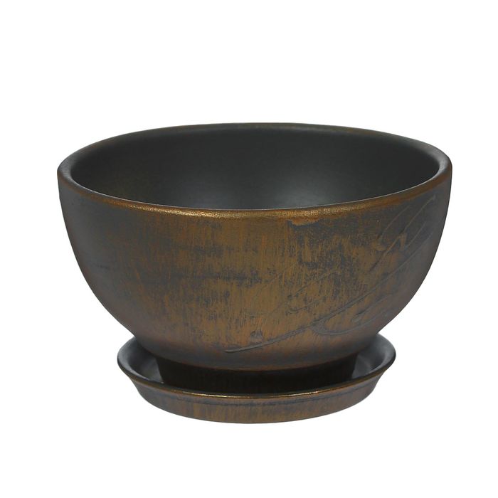 Кашпо "Фиалка" бронза, патина, 0,5 л