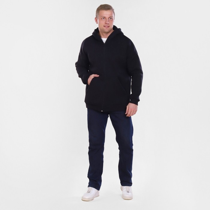 фото Толстовка мужская начёс, цвет чёрный, размер 52 руся