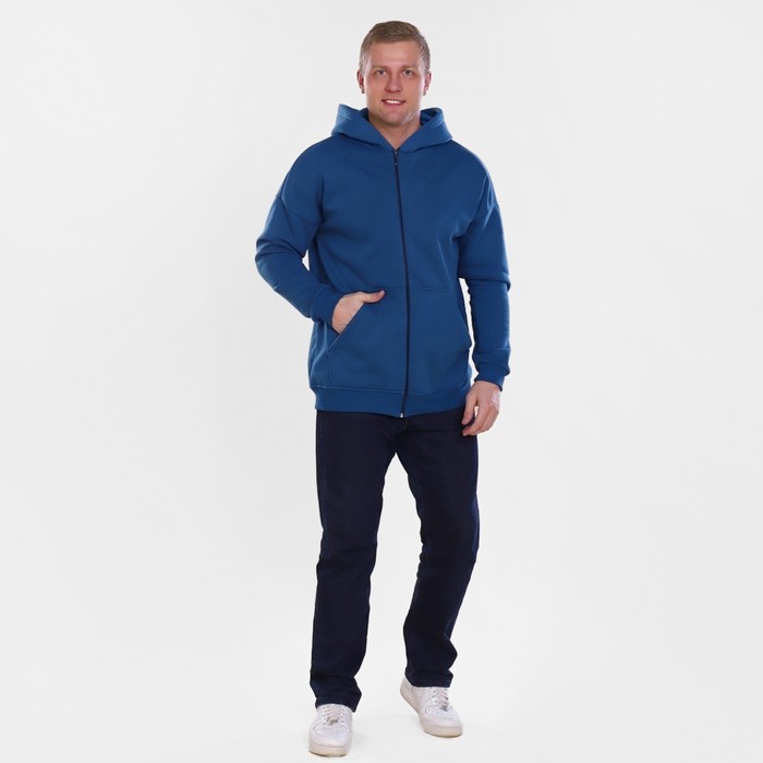 фото Толстовка мужская начёс, цвет индиго, размер 56 руся