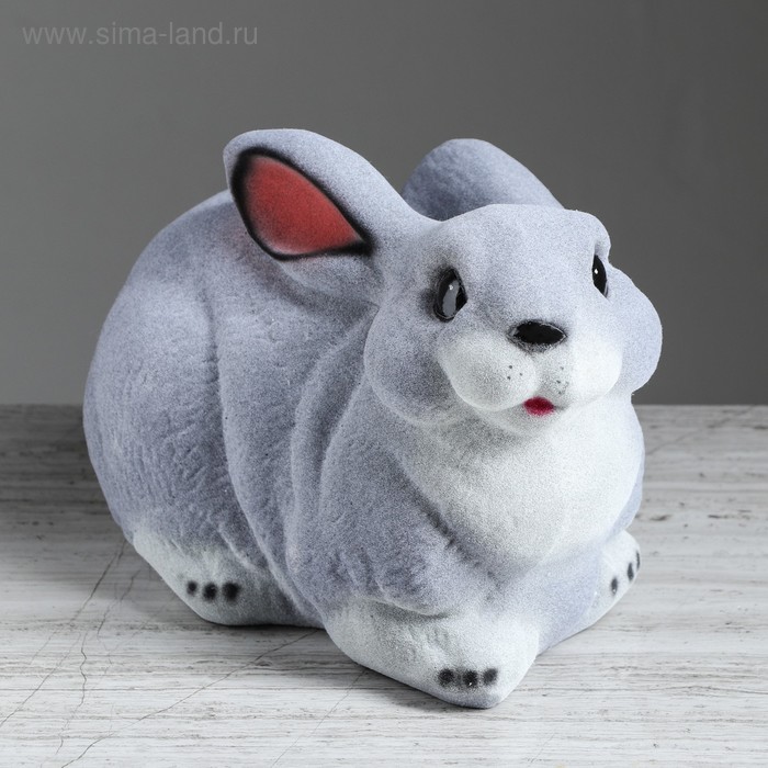 

Копилка "Заяц", флок, серый цвет, 18 см